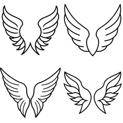 Fototapeta premium Wings Icon – Outline Vector Illustration of Bird or Angel Wings
