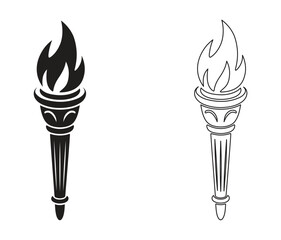 Flame torch icon vector. Torch icon flat and lineart style