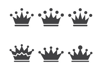 King crown icon set vector flat style illustration