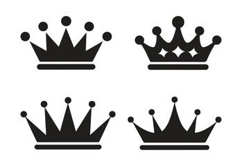 Crown icon set flat style illustration. King crown icon vector
