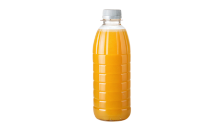 Fresh Orange Juice in Plastic Bottle – Healthy Citrus Drink Isolated on Transparent Background