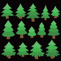 Cute Hand Drawn Christmas  Trees Collection pine tree stickers 01