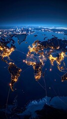 Image of Global network of illuminated cities printed on Printed Glass Splashbacks