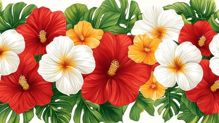 Vibrant Hibiscus Floral Border: A Tropical Paradise