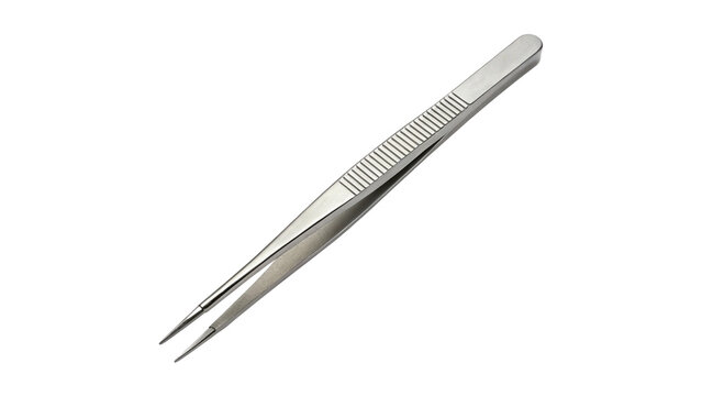 Professional Stainless Steel Precision Tweezers for Medical Laboratory or Beauty Use Isolated on Transparent Background