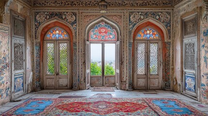Ornate Interior of a Historic Building in Pakistan