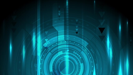 Glowing blue abstract futuristic technology background with arrows