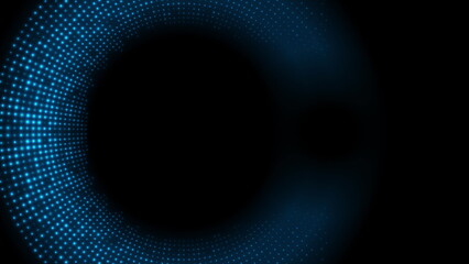 Futuristic minimal tech blue neon dotted circles abstract background