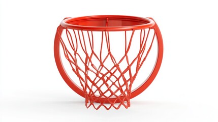 Red basketball hoop and net close up for sports equipment and game design needs