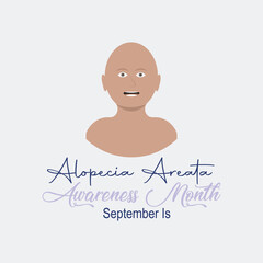 September is Alopecia Areata Awareness Month. Vector template Design for banner, greeting card, poster, prints, social media post, flyer, T shirt with background