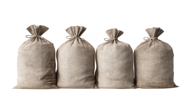 Four sacks overflowing with crunchy puffed snacks, a delicious treat for every munchie moment.