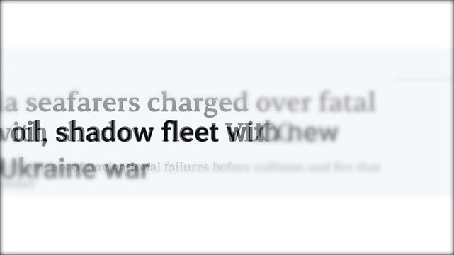 Mentioning oil in media headlines. Problem of evade international sanctions. Fast-paced pages of online publications. Close-up of letters