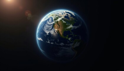 Fototapeta premium Stunning Earth from Space North America Clouds and Sunlight Glare