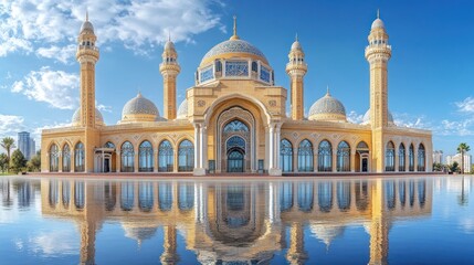 Fototapeta premium Grand Mosque reflected in tranquil water