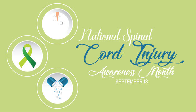 September is National Spinal Cord Injury Awareness Month. Vector template Design for banner, greeting card, poster, prints, social media post, flyer, T shirt with background