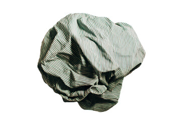 a green and white striped turban on a white background