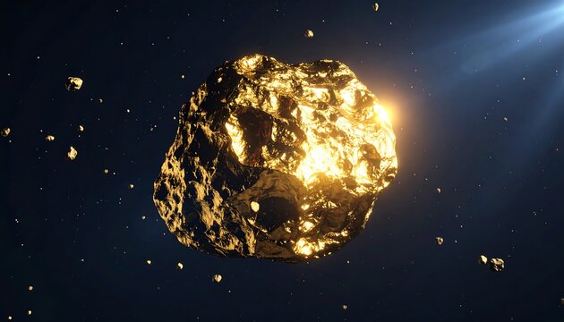 Golden asteroid in space (1)