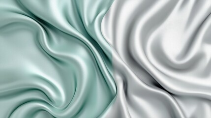 Fototapeta premium 3D render of a liquid fluid abstract background in shades of sage green and titanium gray, with a silky smooth texture