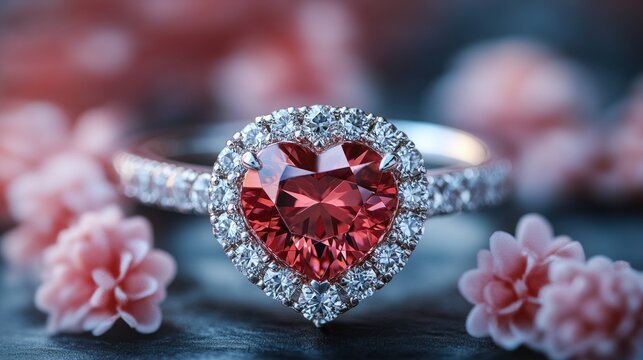 Heart-shaped ruby ring, diamonds