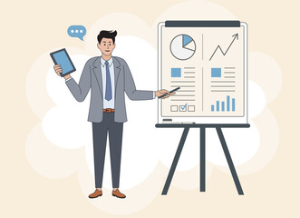 Vector Illustration of a businessman giving a presentation