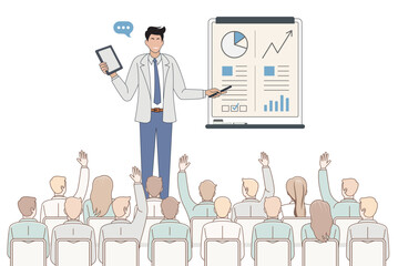 Illustration of a businessman giving a presentation