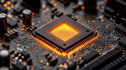 Illuminated Microchip: A Close-Up of Advanced Technology