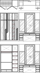 Wardrobe and Dressing Counter Interior Design Vector – Hidden Red LED Lighting and Closet Storage Details