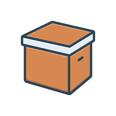 Color illustration icon for box