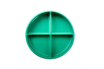 a green divided plate with four sections