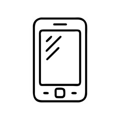 Mobile phone icon in minimalistic black and white design  