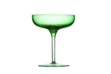 a green glass of wine on a white background