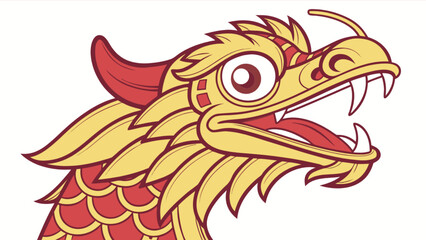 Obraz premium Illustration of chinese dragon head vector design for new year celebration and asian culture art, gold and red