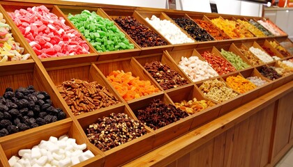 Sweet and crunchy treats in wooden display