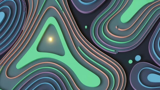 Pastel abstract shapes undulate with layered soft light