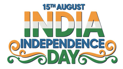 15th August India Independence Day Typography with Tricolor Theme