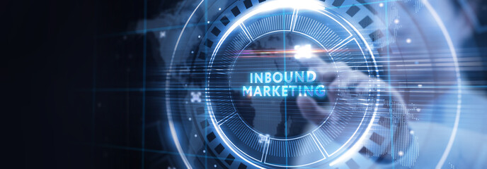 Business, technology, internet and network concept. Virtual screen of the future and sees the inscription: Inbound marketing.