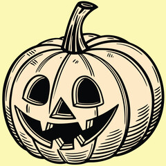 Bright orange Halloween jack-o'-lantern with whimsical grin
