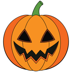 Cheerful jack-o’-lantern illustration with classic carved features and bold orange tones