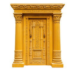 Obraz premium Golden egyptian doorway with detailed carvings and hieroglyphs on transparent background