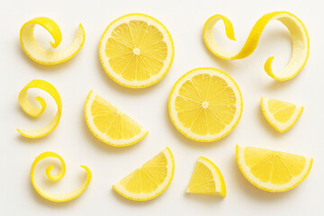 Lemon slices on white background.