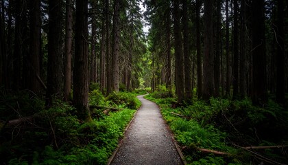 Obraz premium Forest Path Winding Through Trees