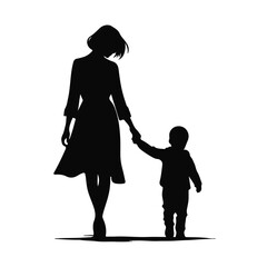 Mother holding baby silhouette icon, emotional black filled SVG vector, love and care concept for motherhood and parenting designs
