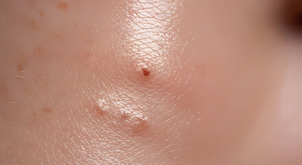 Fototapeta premium Close-up view of skin with small, reddish bumps and light-colored marks.
