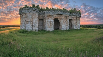 Sunset at the ancient stone structure