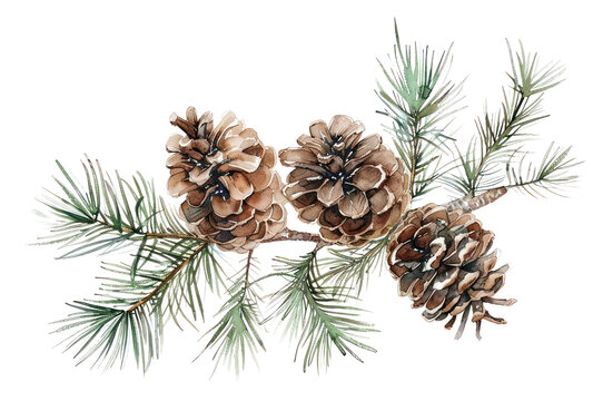 PNG A winter three pinecone conifer plant larch.