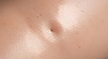 Fototapeta premium Close-up view of human skin texture around the navel, highlighting fine lines and pores.