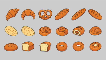 A Flat Bold Icon Set Unique and Traditional Asian Street Food Items