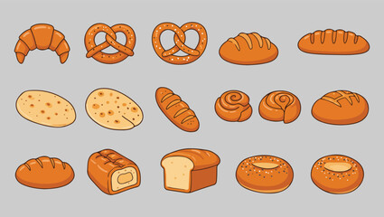 A Flat Bold Icon Set Unique and Traditional Asian Street Food Items