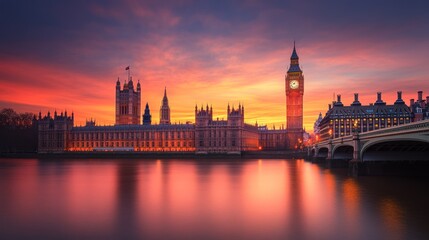 Fototapeta premium London Parliament Sunset