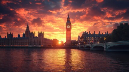 Fototapeta premium London sunset over the Houses of Parliament